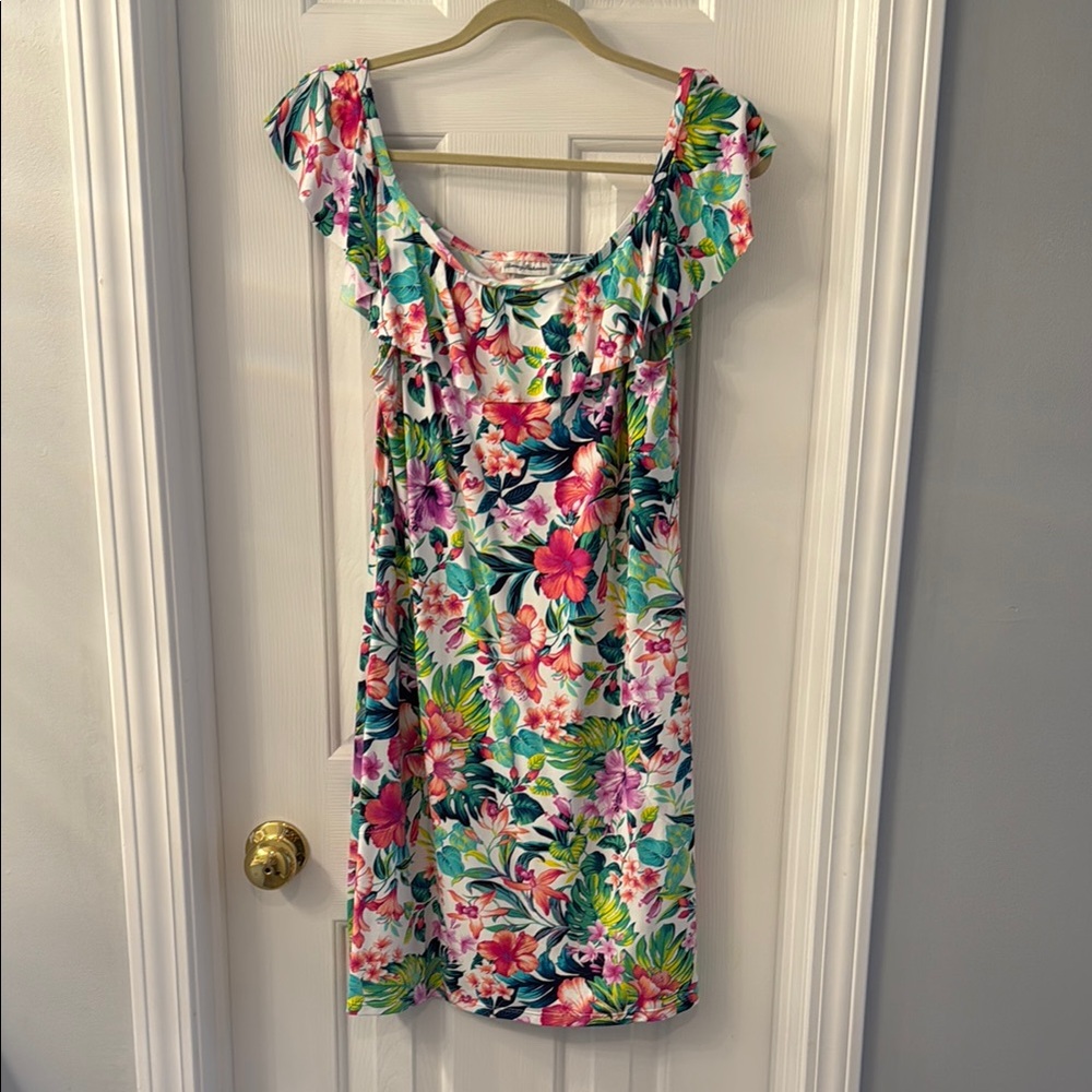 Tommy Bahama Floral Orchid Ruffle Dress